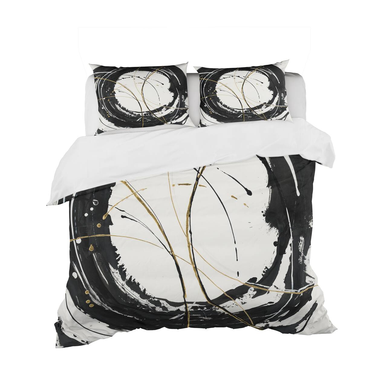 Designart 'Gold Metallic Circle' Glam Bedding Set - Duvet Cover & Shams